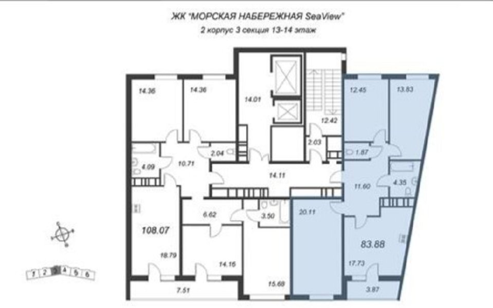 Продажа 3-комнатной квартиры, Санкт-Петербург, Набережная Миклухо-Маклая,  д 1