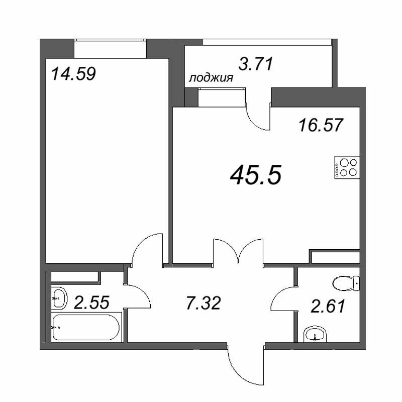 Продажа 1-комнатной квартиры, Санкт-Петербург, Авиаконструкторов просп.,  д 54