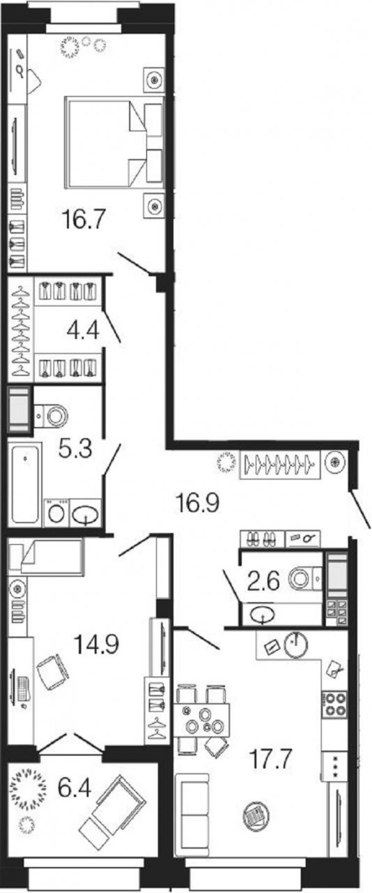 Продажа 3-комнатной квартиры, Санкт-Петербург, Большая Зеленина ул.,  д 33