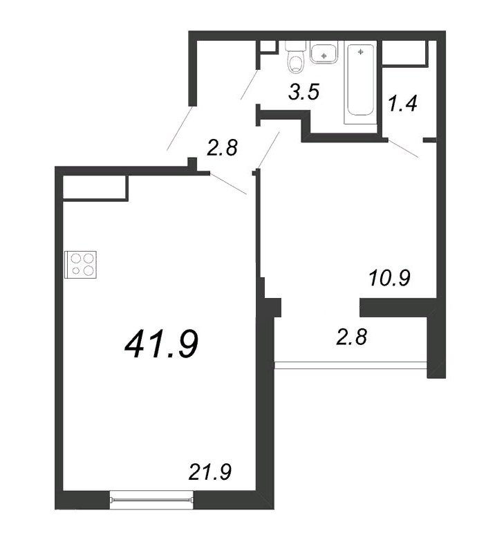 Продажа 1-комнатной квартиры, Санкт-Петербург, Октябрьская наб.,  д 40