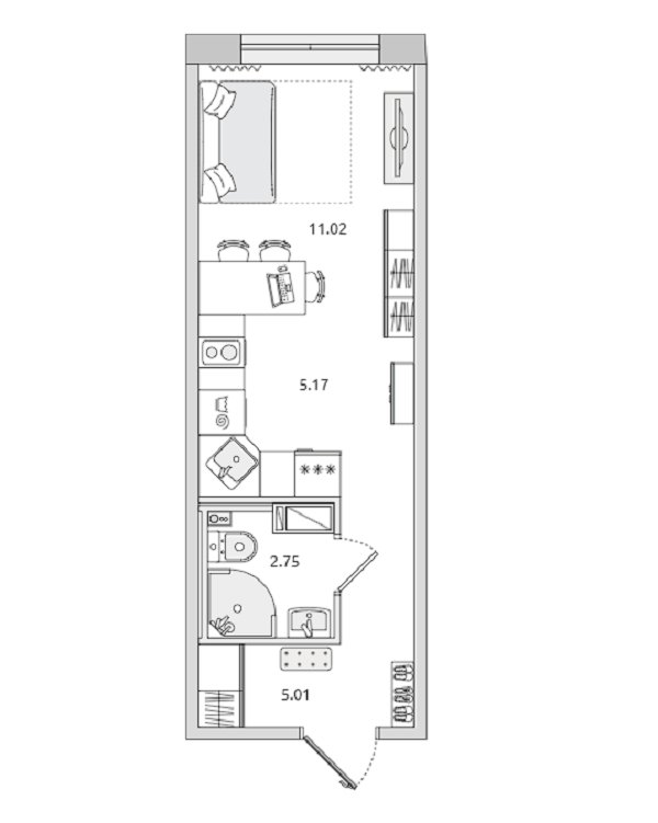 Продажа 1-комнатной квартиры, Санкт-Петербург, Вазаский пер.,  д 3