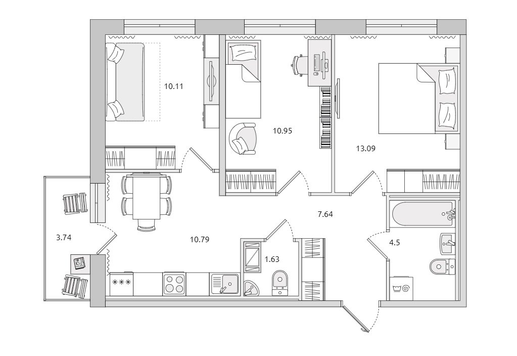 Продажа 3-комнатной квартиры, Бугры, Гаражный пр-зд,  д 23