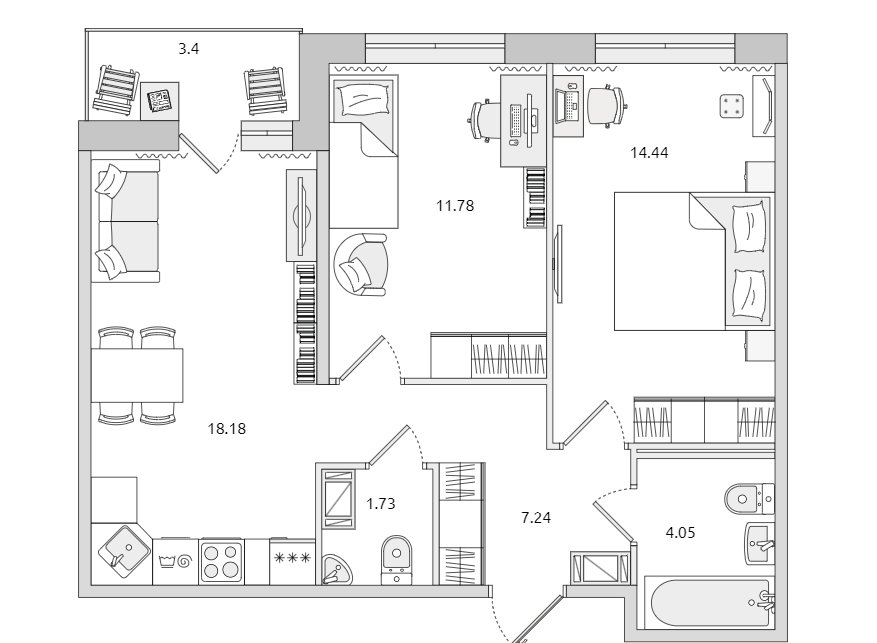 Продажа 2-комнатной квартиры, Бугры, Гаражный пр-зд,  д 23