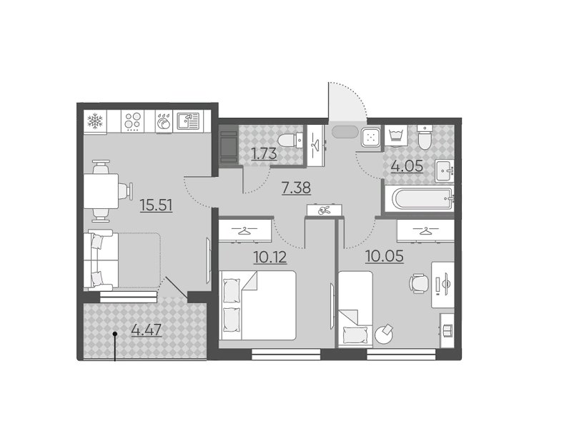 Продажа 3-комнатной квартиры, Санкт-Петербург, Крузенштерна просп.,  д 2