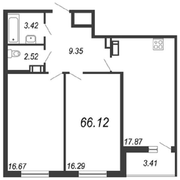 Продажа 2-комнатной квартиры, Санкт-Петербург, Красногвардейский пер.,  д 8