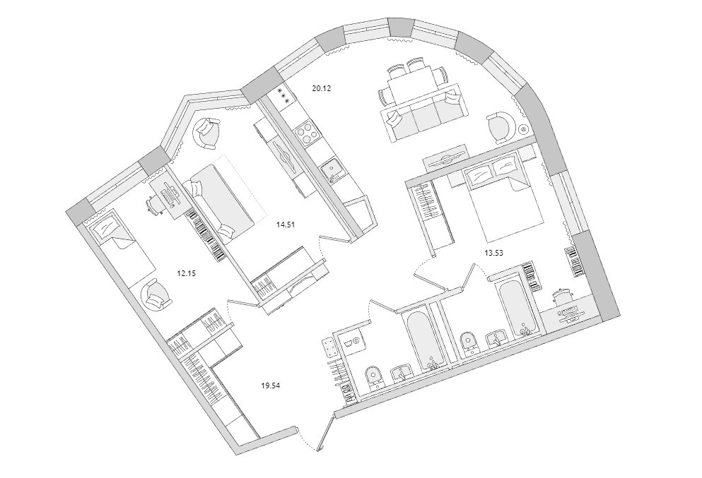 Продажа 3-комнатной квартиры, Санкт-Петербург, Волковский просп.,  д 6