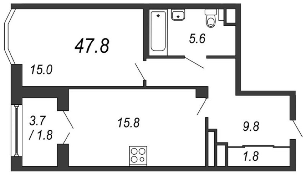 Продажа 1-комнатной квартиры, Санкт-Петербург, Гастелло ул.,  д 7