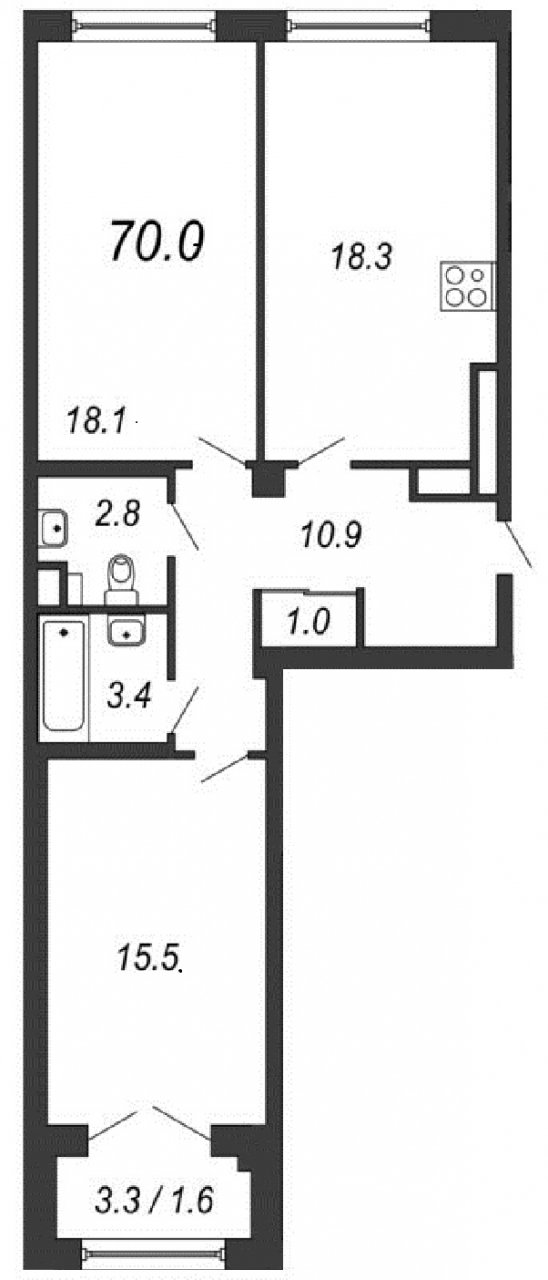 Продажа 2-комнатной квартиры, Санкт-Петербург, Гастелло ул.,  д 7