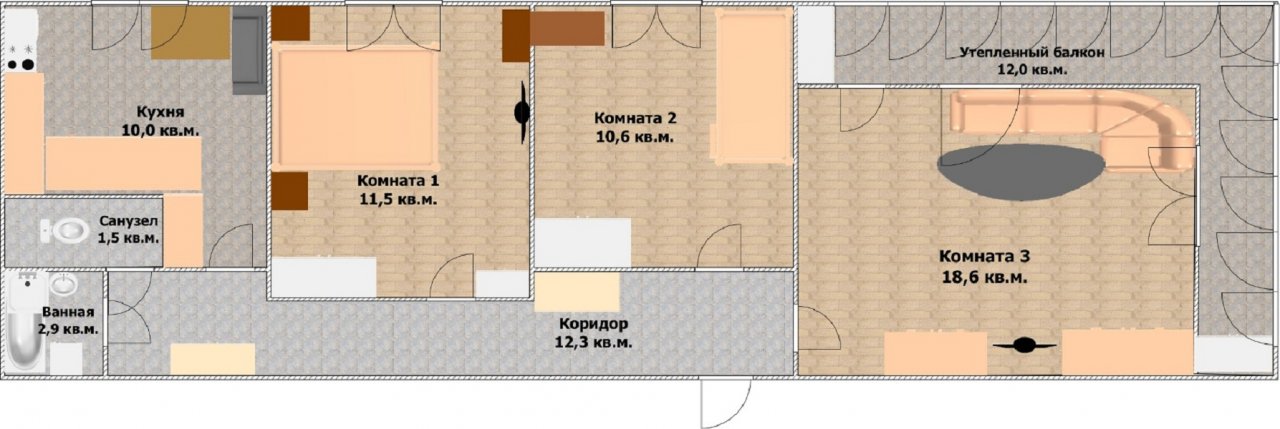 Продажа 3-комнатной квартиры, Кировск, Набережная ул.,  д 17