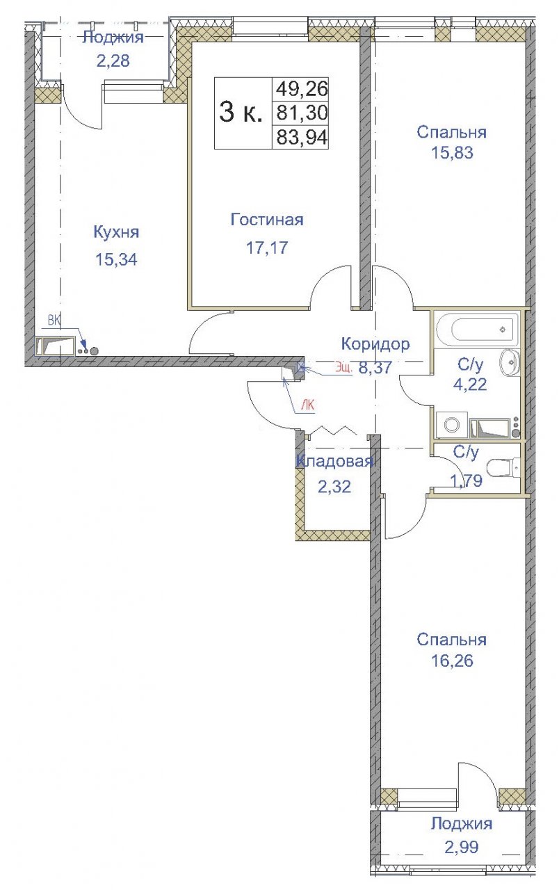 Купить трехкомнатную квартиру 49 м² Санкт-Петербург, Студенческая ул., д 14  - база РосНедв.Ру, объявление 33044899