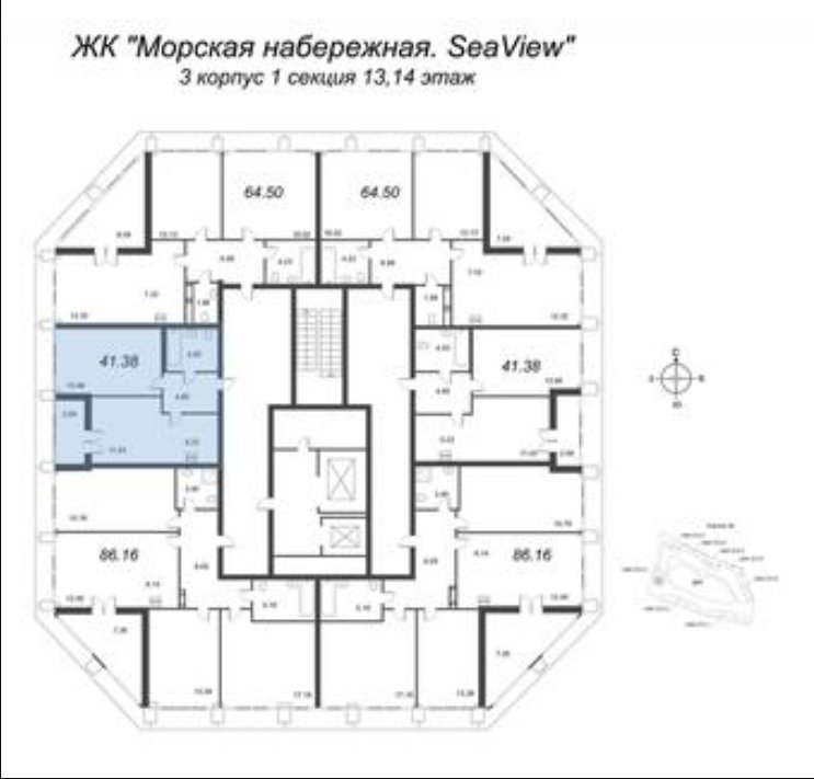 Продажа 1-комнатной квартиры, Санкт-Петербург, Набережная Миклухо-Маклая,  д 1