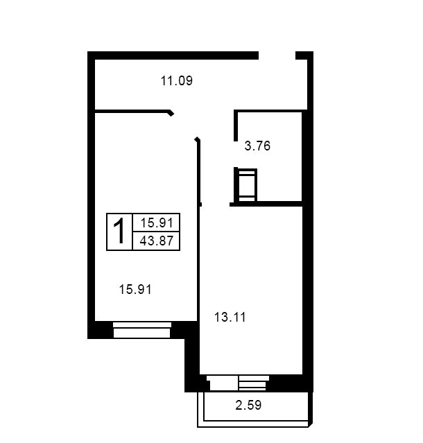 Продажа 1-комнатной квартиры, Санкт-Петербург, Богатырский просп.,  д 2А