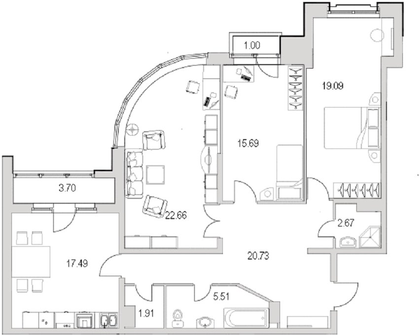 Продажа 3-комнатной квартиры, Санкт-Петербург, Московский просп.,  д 183-185