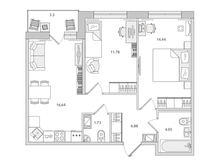 Продажа 2-комнатной квартиры, Бугры, Гаражный пр-зд,  д 23