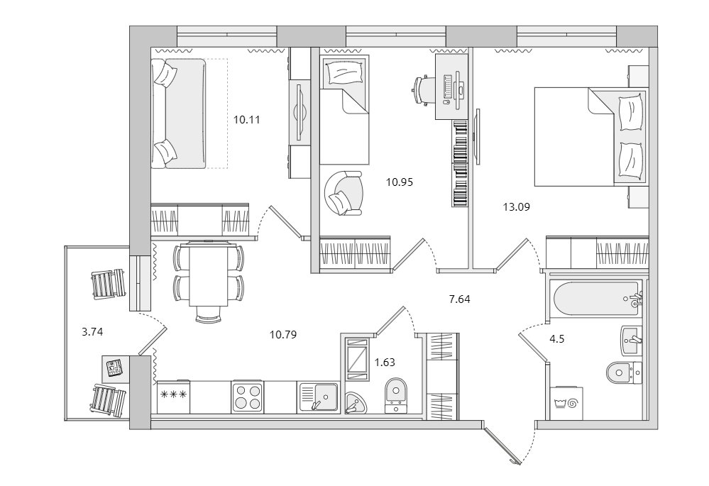 Продажа 3-комнатной квартиры, Бугры, Гаражный пр-зд,  д 23