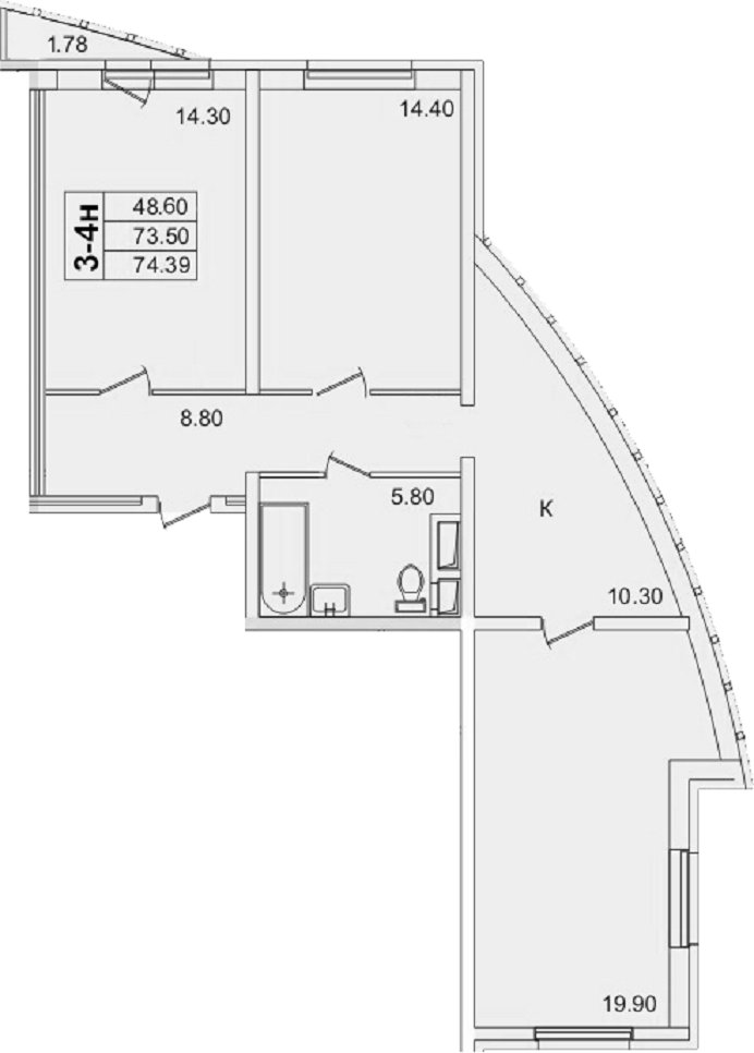 Продажа 3-комнатной квартиры, Санкт-Петербург, Просвещения просп.,  д 43