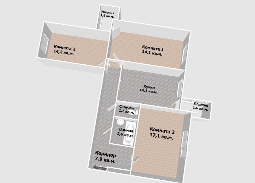 Продажа 3-комнатной квартиры, Кировск, Молодежная ул.,  д 3