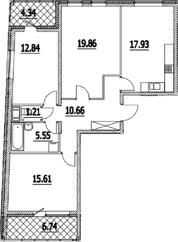 Продажа 3-комнатной квартиры, Санкт-Петербург, Крузенштерна просп.,  д 2