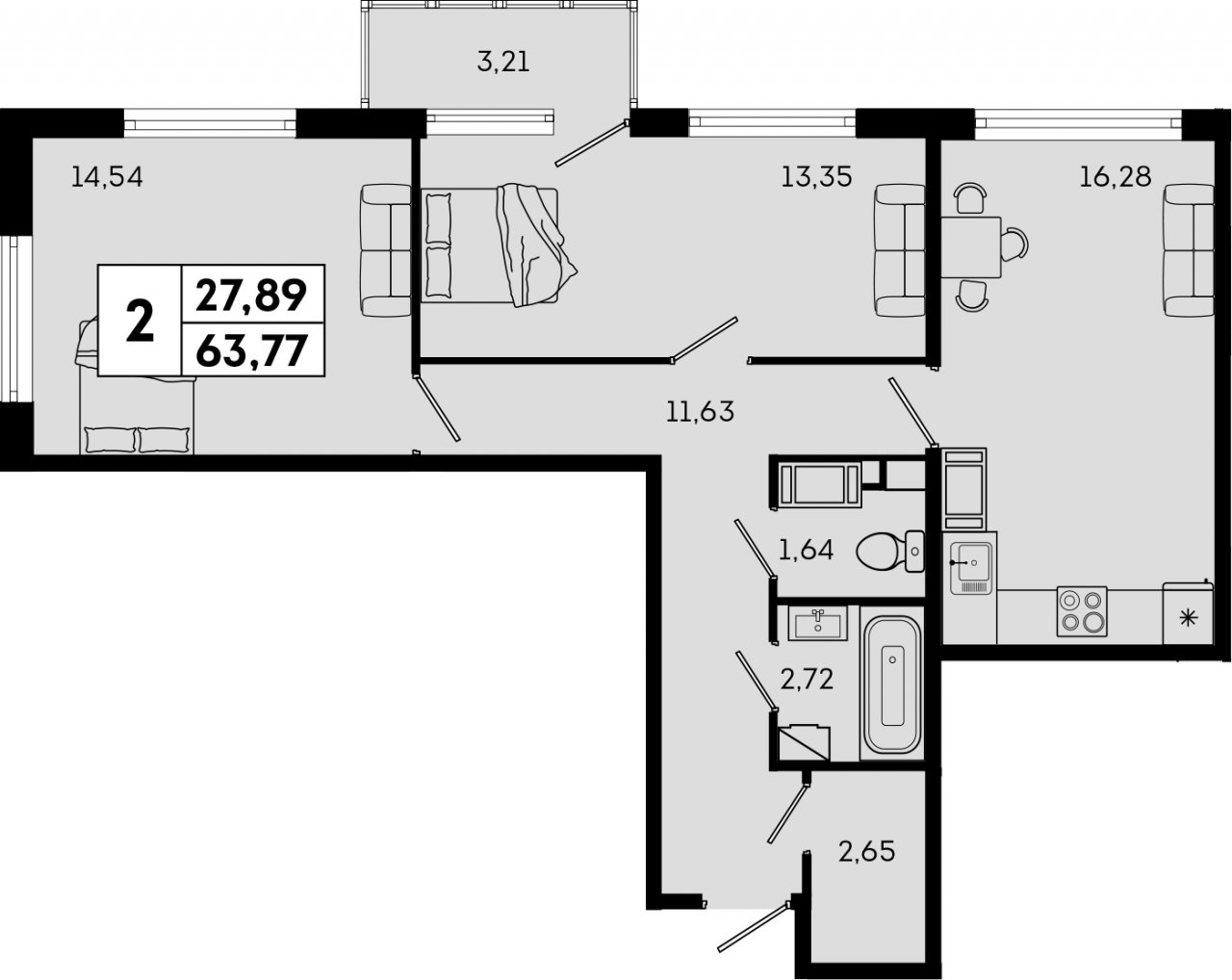 Продажа 2-комнатной квартиры, Санкт-Петербург, Суздальское шос.,  д 18